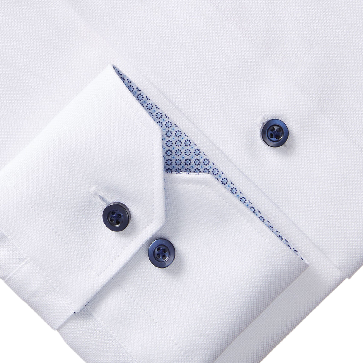 Solid Oxford White Dress Shirt Contrast Button