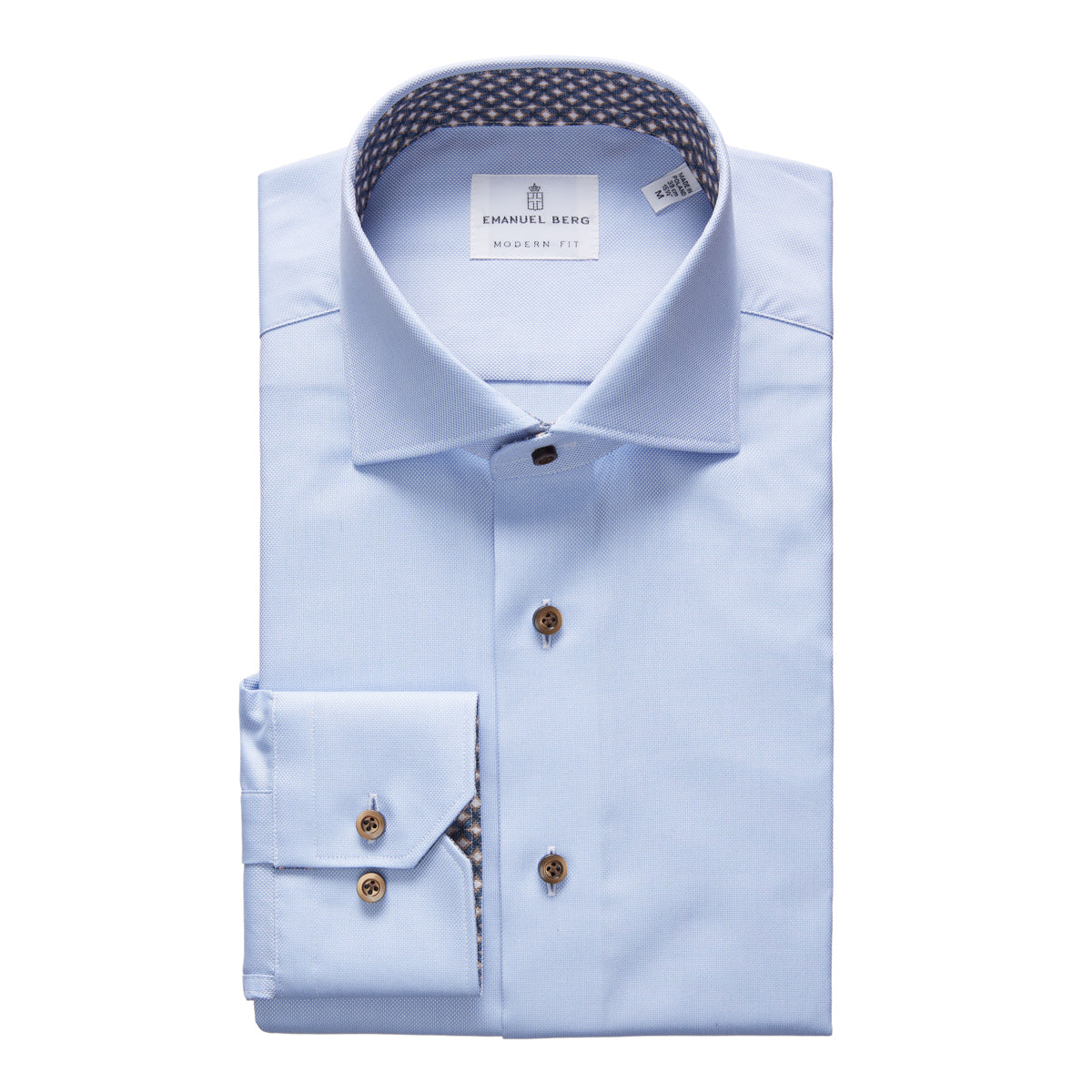 Solid Oxford Blue Dress Shirt Contrast Button