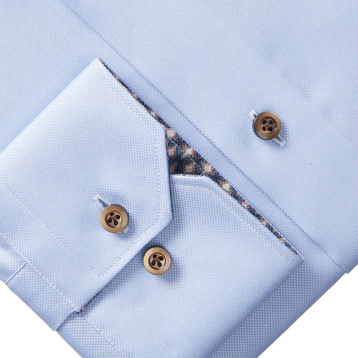 Solid Oxford Blue Dress Shirt Contrast Button
