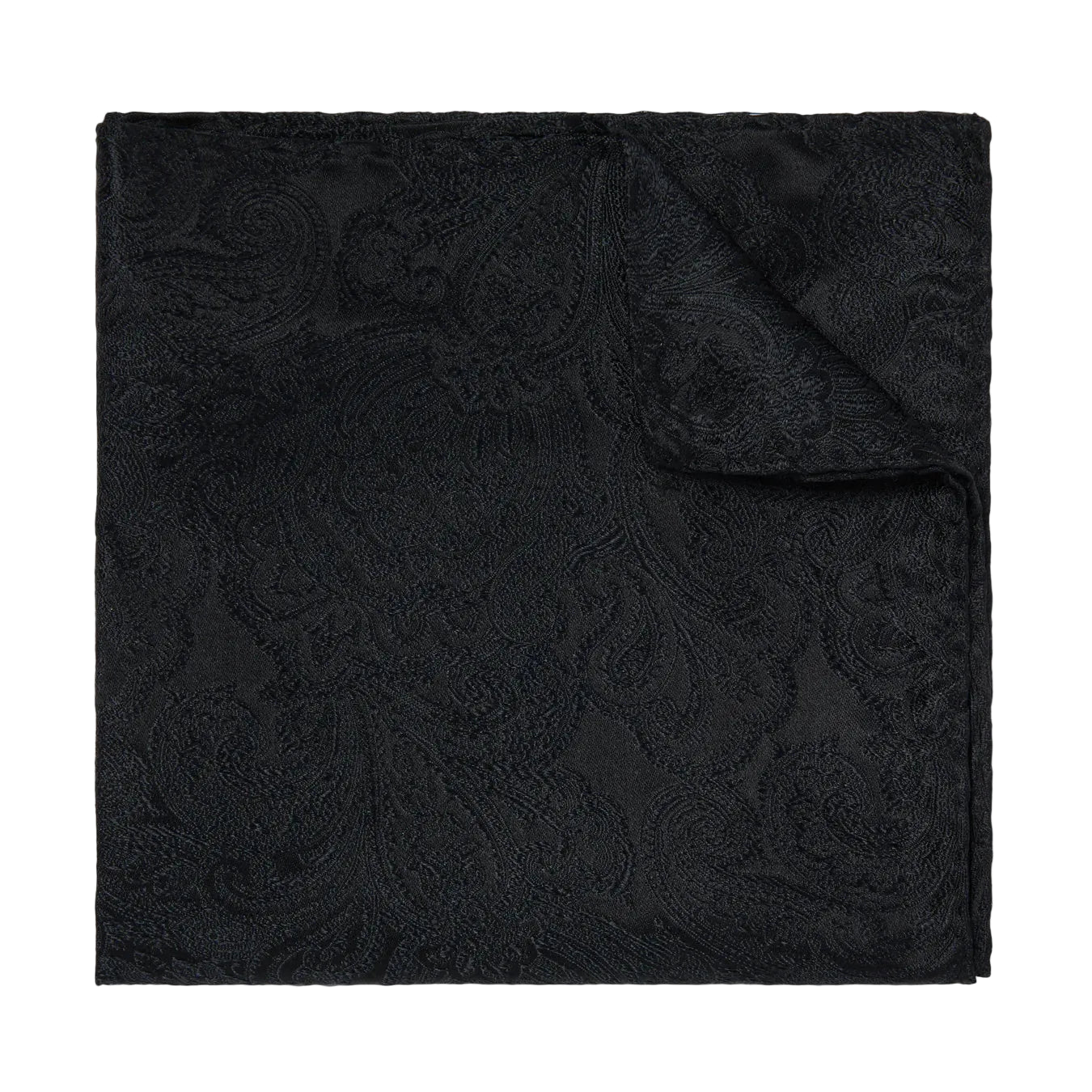 Black patterned fabric on a white background