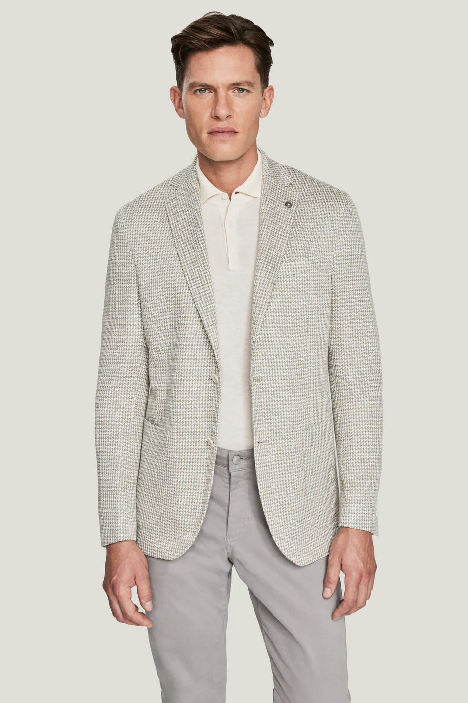 Sage Green Houndstooth Linen Knit Blazer