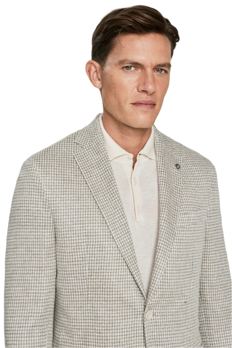 Sage Green Houndstooth Linen Knit Blazer