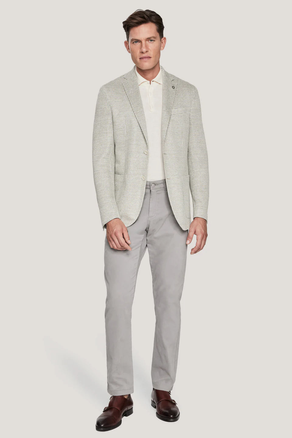 Sage Green Houndstooth Linen Knit Blazer