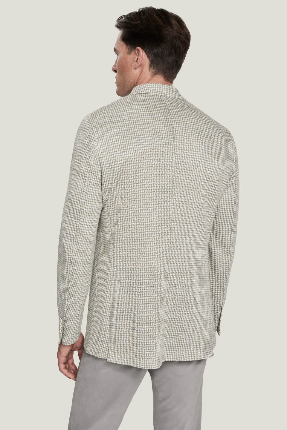 Sage Green Houndstooth Linen Knit Blazer