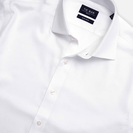 Textured Solid White Non-Iron Dress Shirt