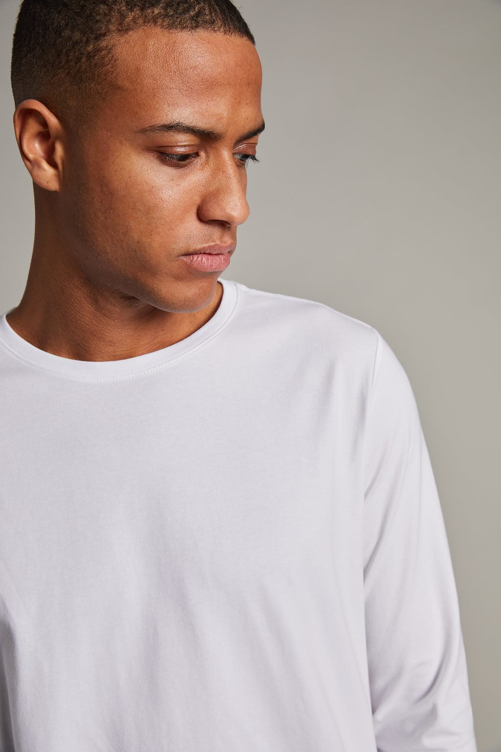 Jermalong Cotton Stretch LS T-Shirt in White
