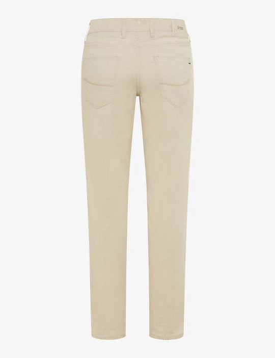 Linen/Cotton Stretch Modern Fit Trousers in Beach