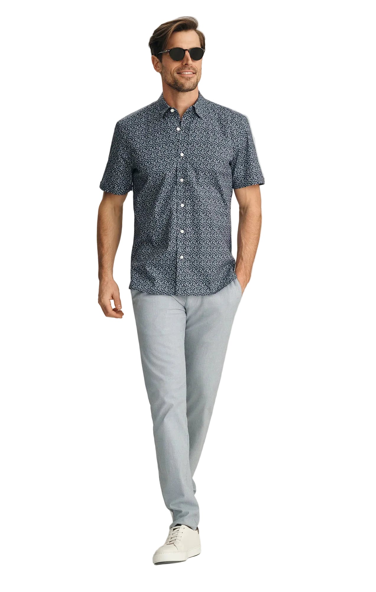 Verona Straight Leg Chino Pants In Blue Honeycomb