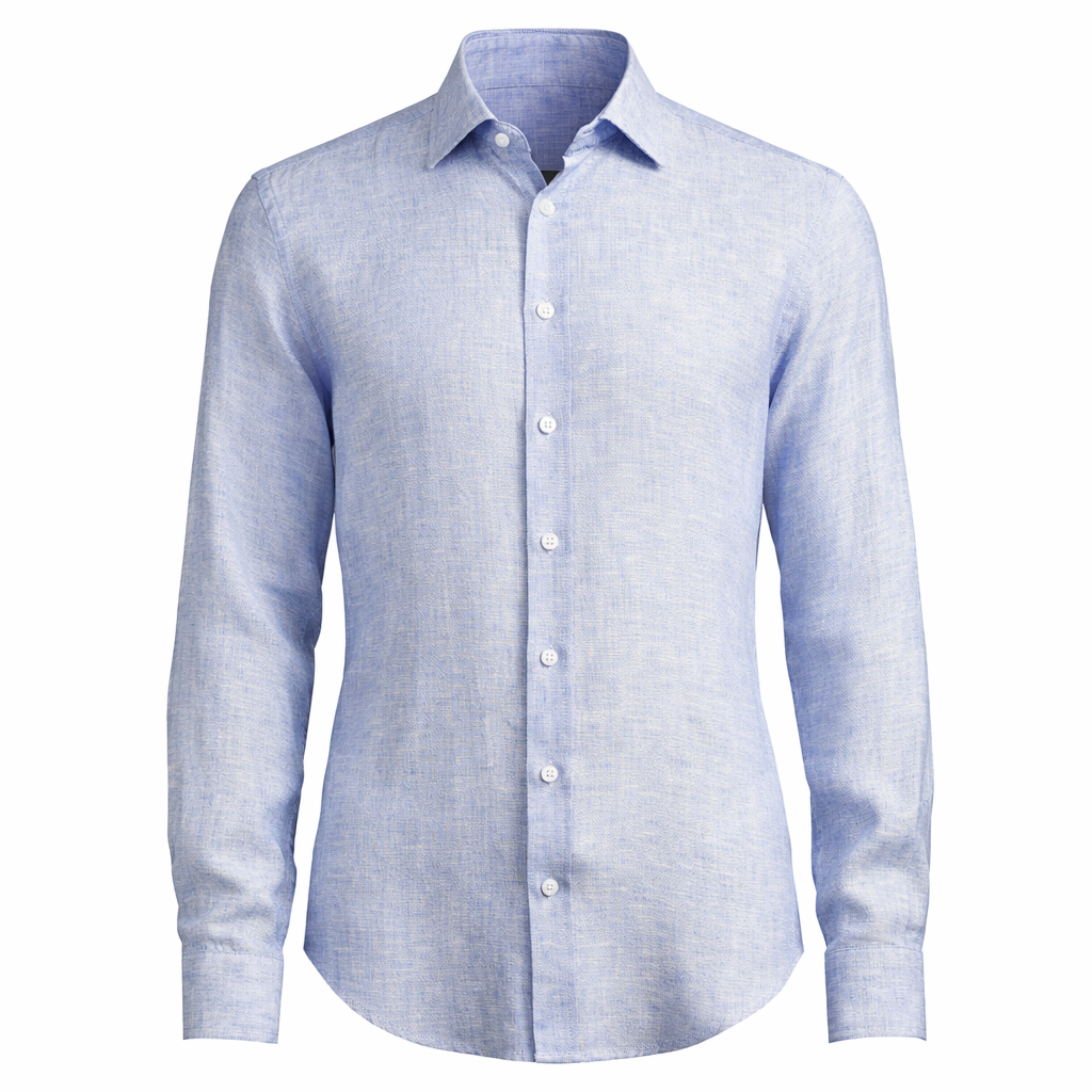 Linen/Cotton LS Button Down in Light Blue