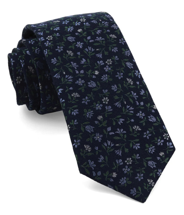 Floral Acres Navy Tie