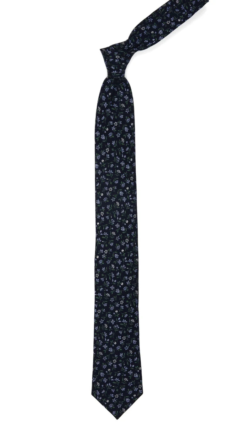 Floral Acres Navy Tie