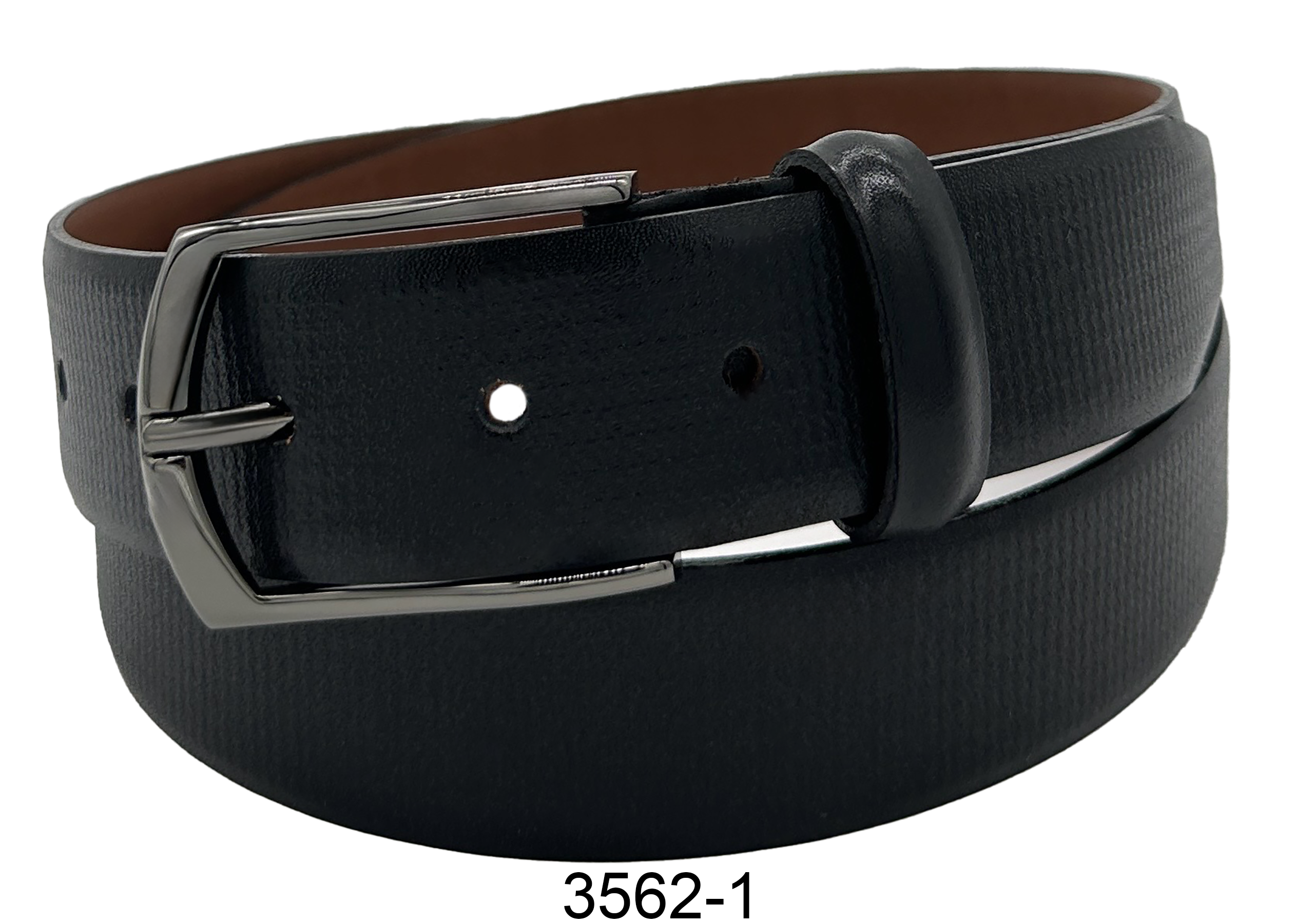 Textured Leather Belt in Black