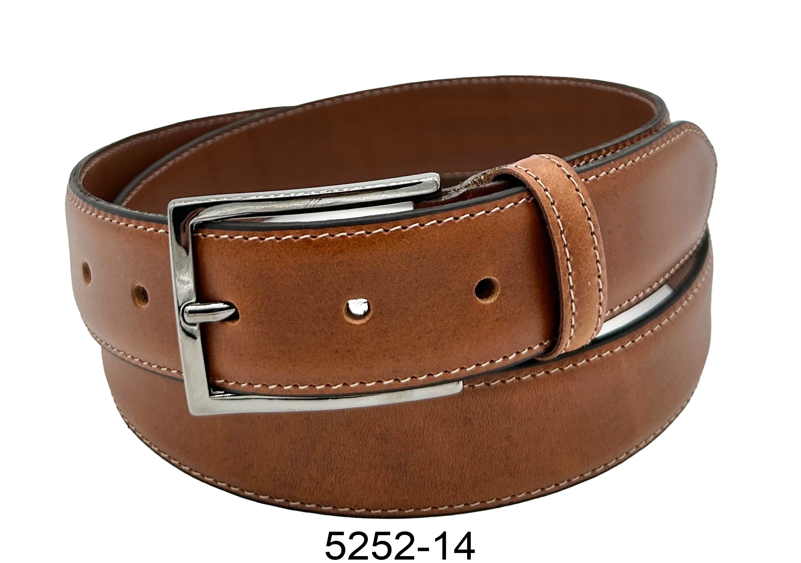 Smooth Finish Leather Belt in Light Tan