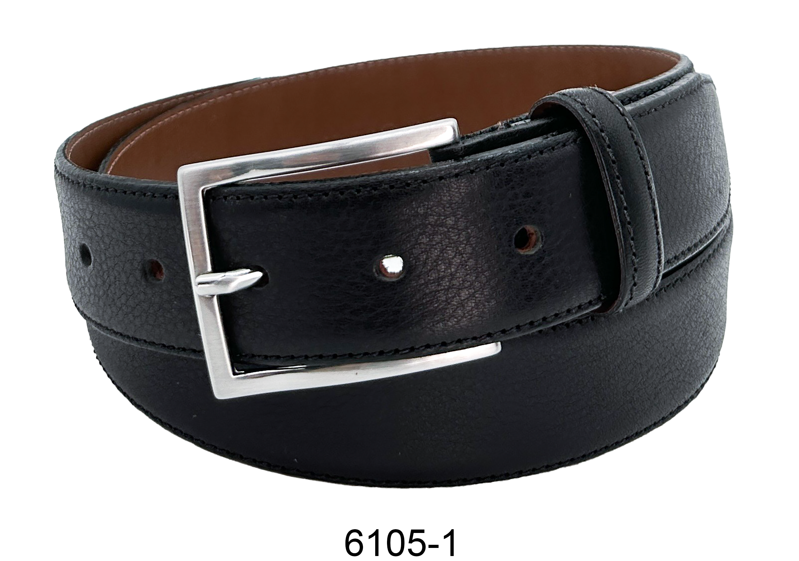 Pebbled Leather Belt in Black