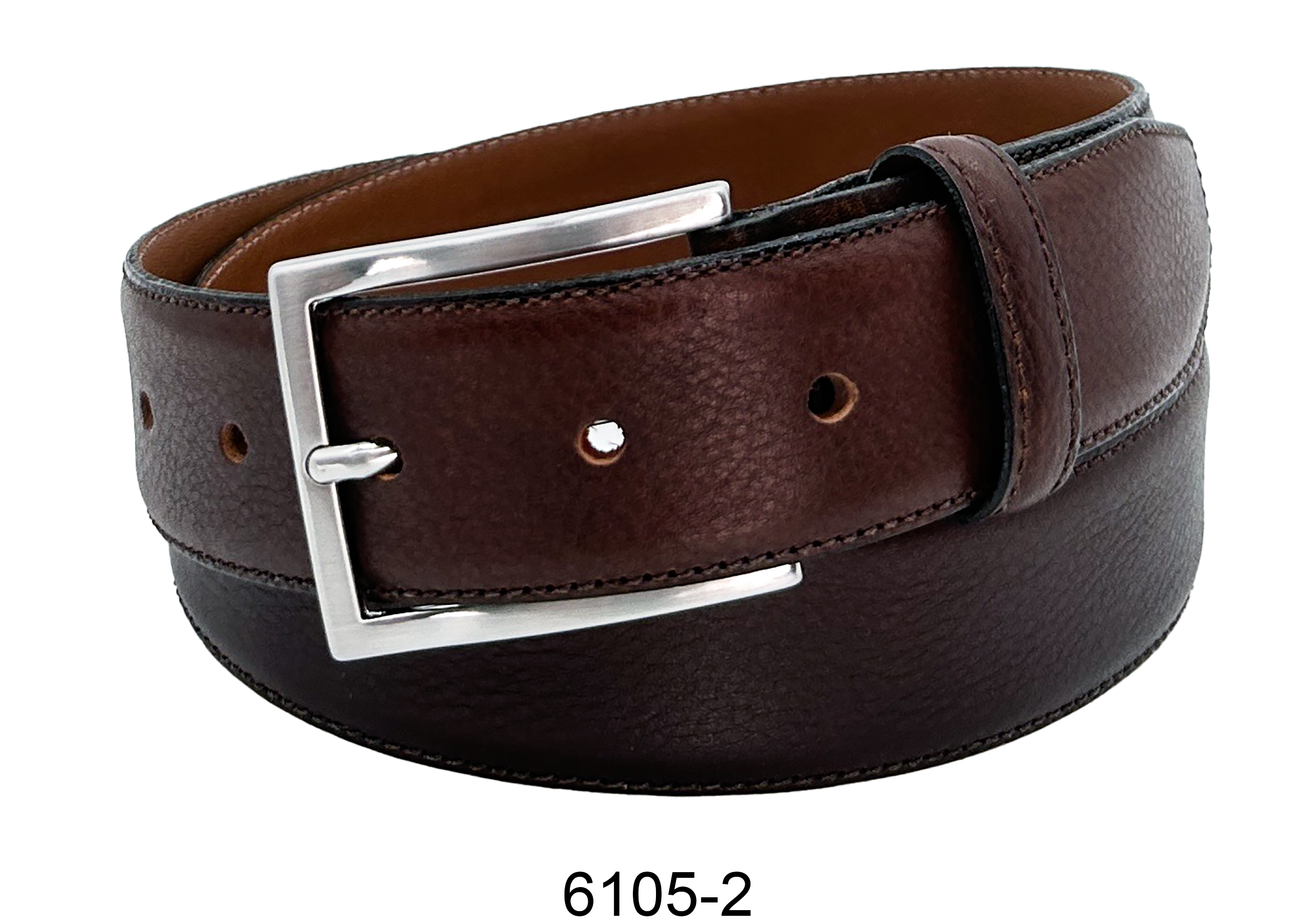 Pebbled Leather Belt in Brown