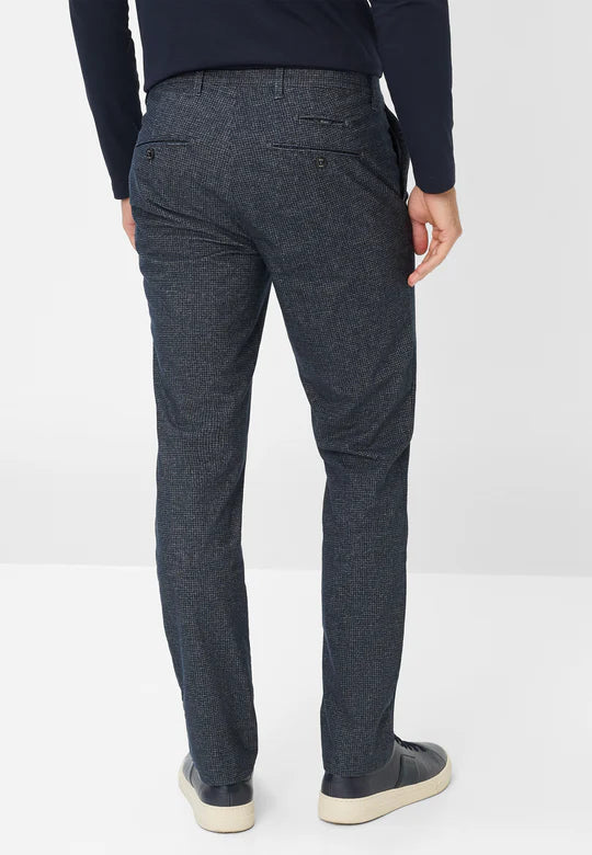 Navy Houndstooth Wool Look Trousers