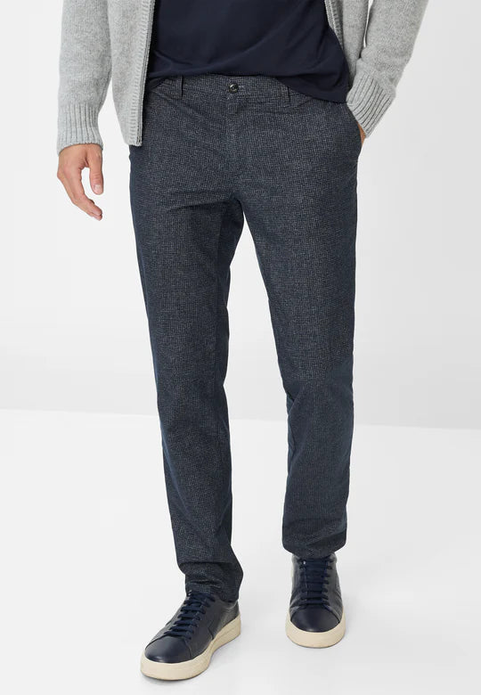 Navy Houndstooth Wool Look Trousers