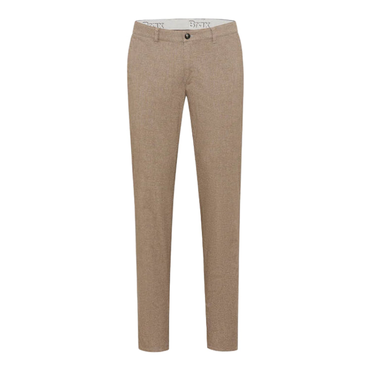 Camel Houndstooth Wool Look Trousers