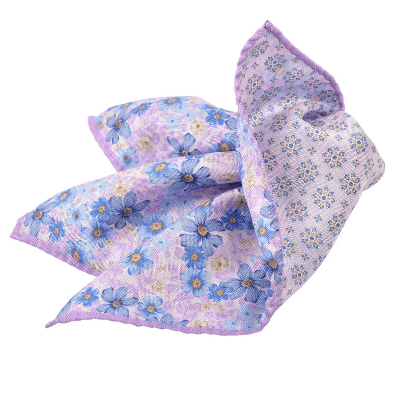 Lavender/Blue Daisy Reversible Pocket Square