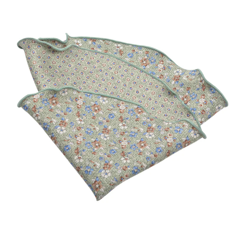 Sage Green Floral/Micro Dot Wool Reversible Pocket Round