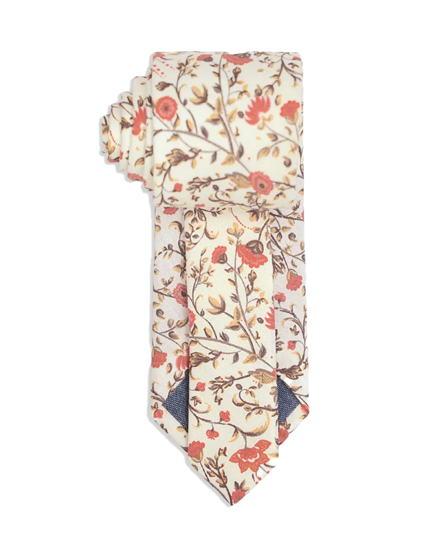 Floral Groomsmen Tie in Terracotta