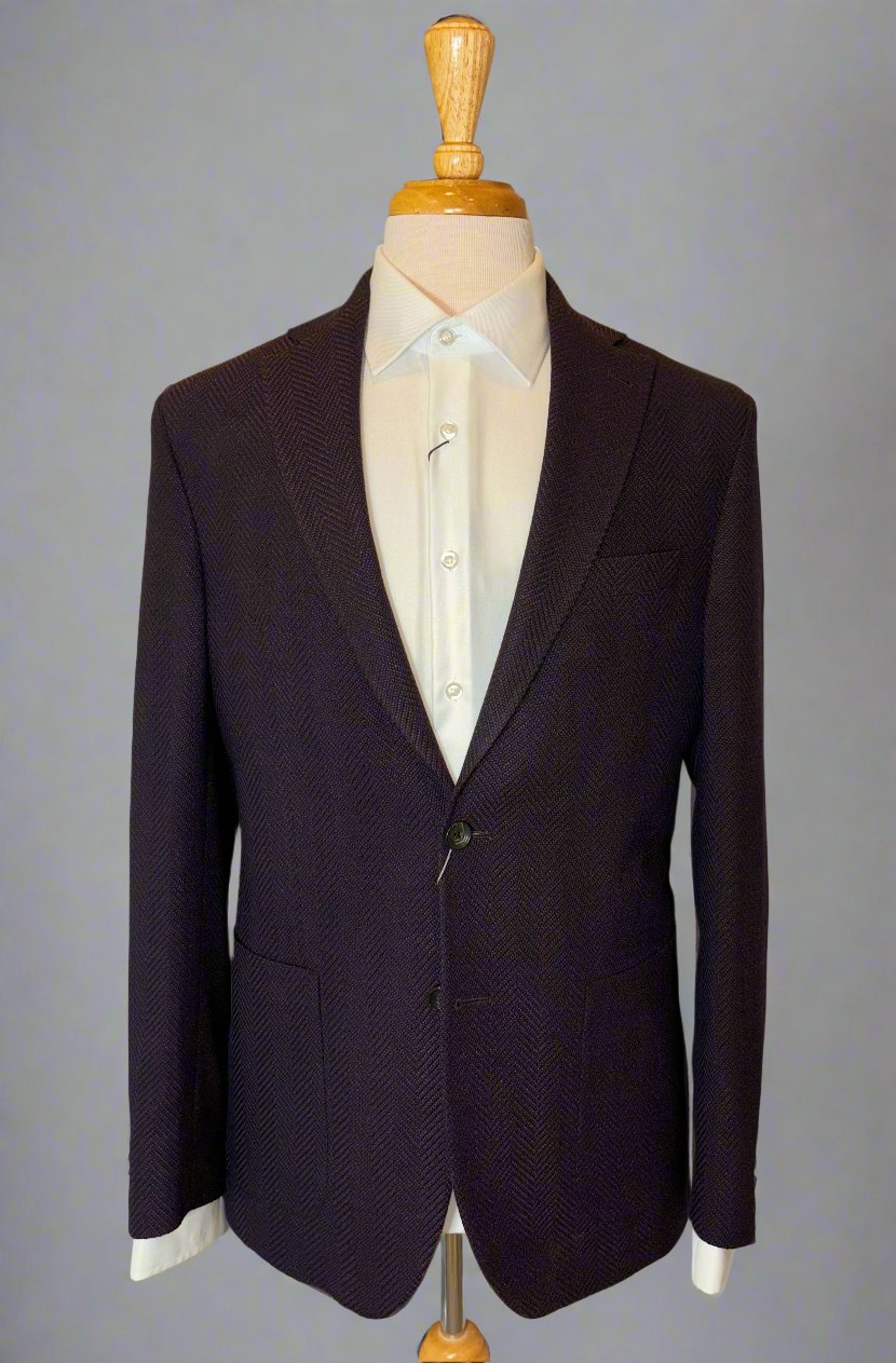 Burgundy/Navy Herringbone Sport Coat