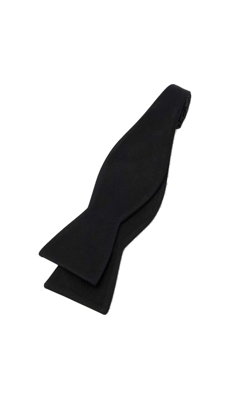 Grosgrain Solid Black Bow Tie Self-Tie