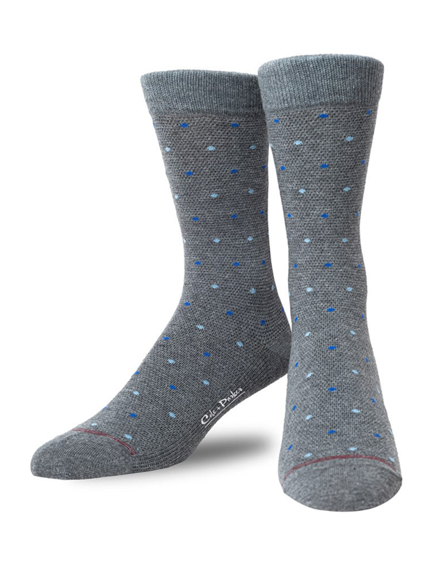 Grey with Blue Polka Dot Dress Socks