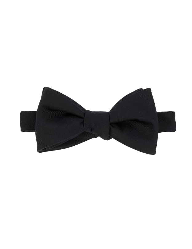 Grosgrain Solid Black Bow Tie- Pre Tie