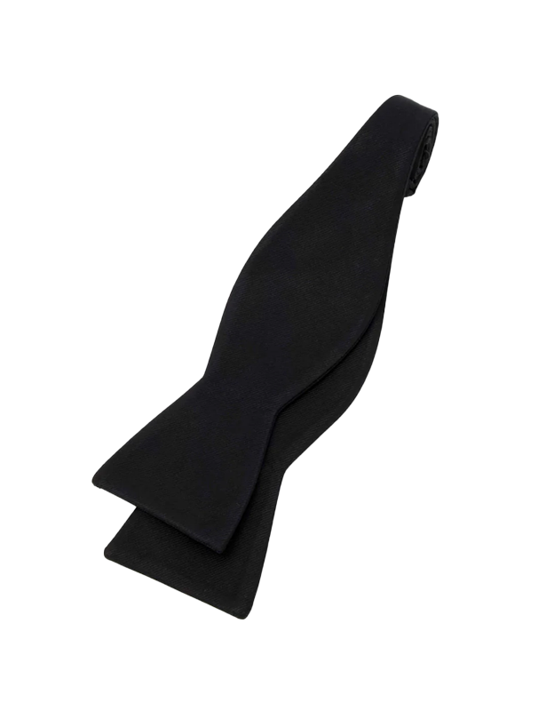 Grosgrain Solid Black Bow Tie- Pre Tie