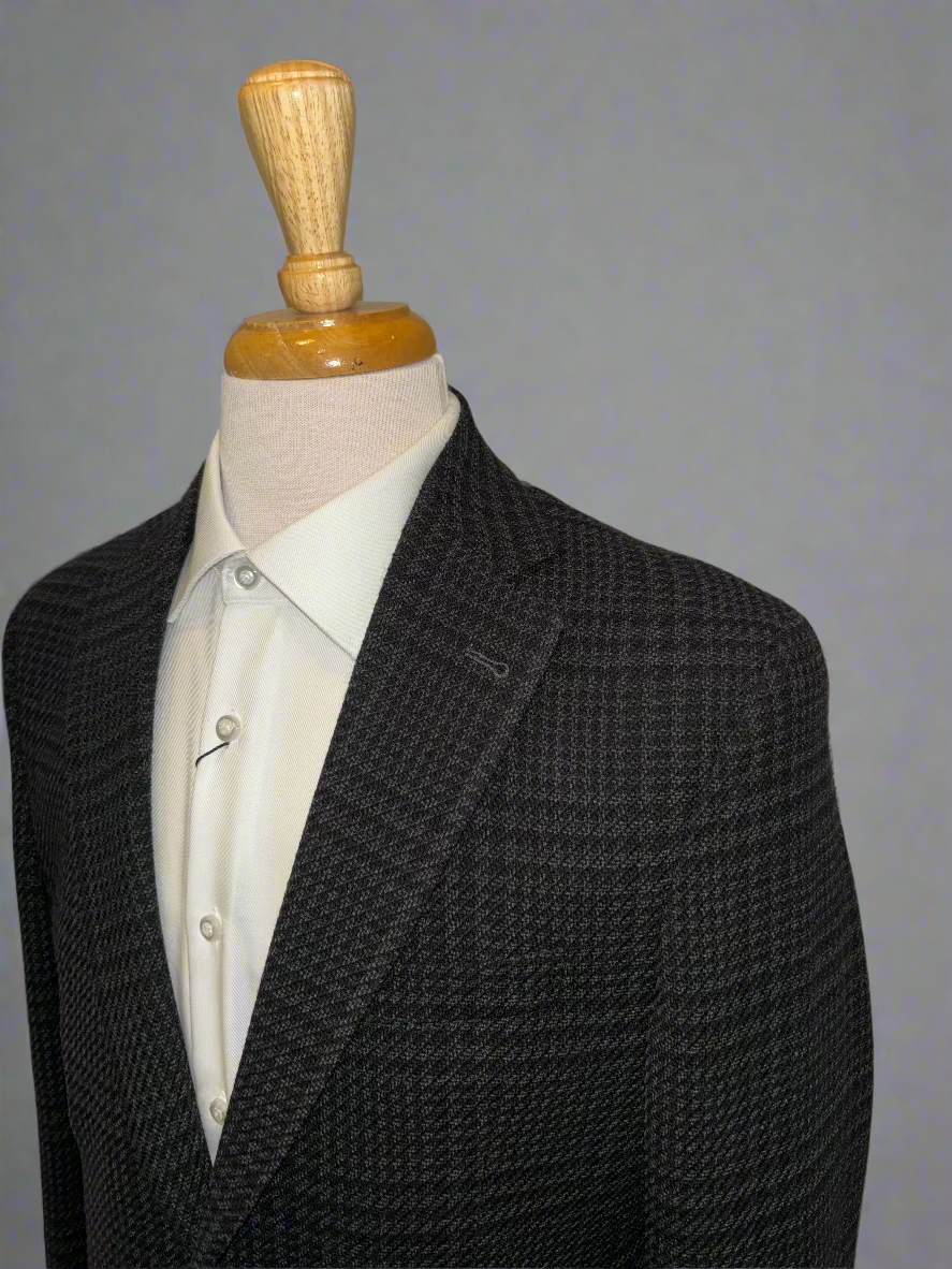 Black/Grey Houndstooth Checked Sport Coat