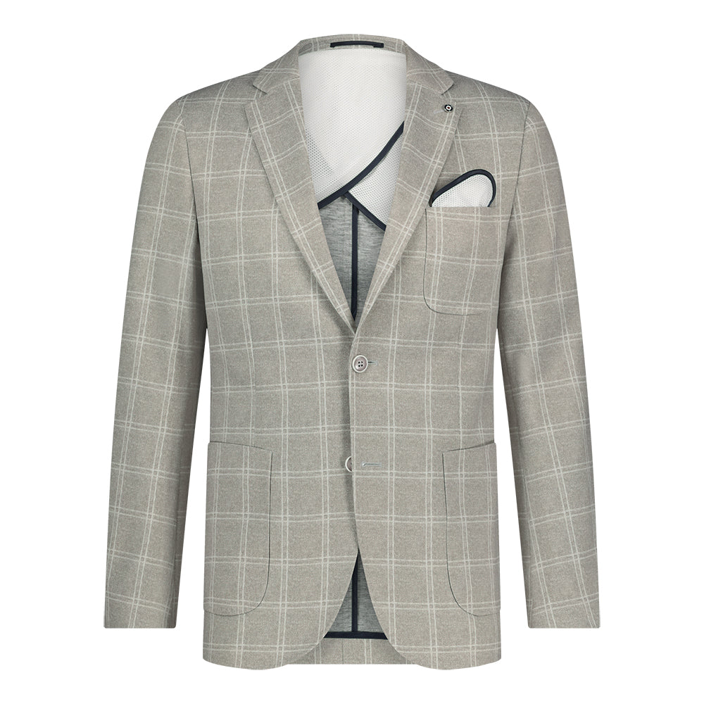 Stretch Jersey Taupe Check Sport Coat