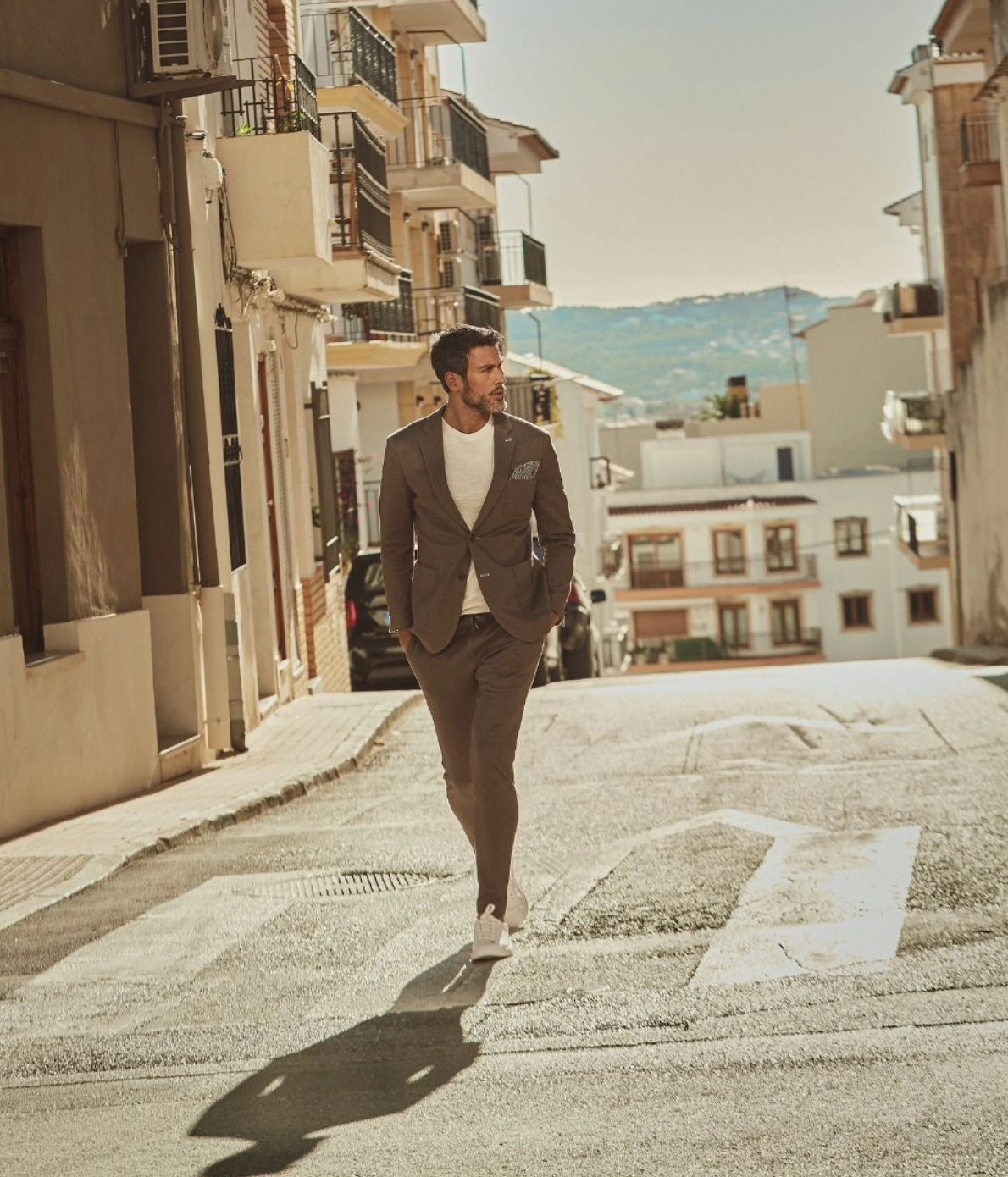 Brown Textured Stretch Jersey Sport Coat