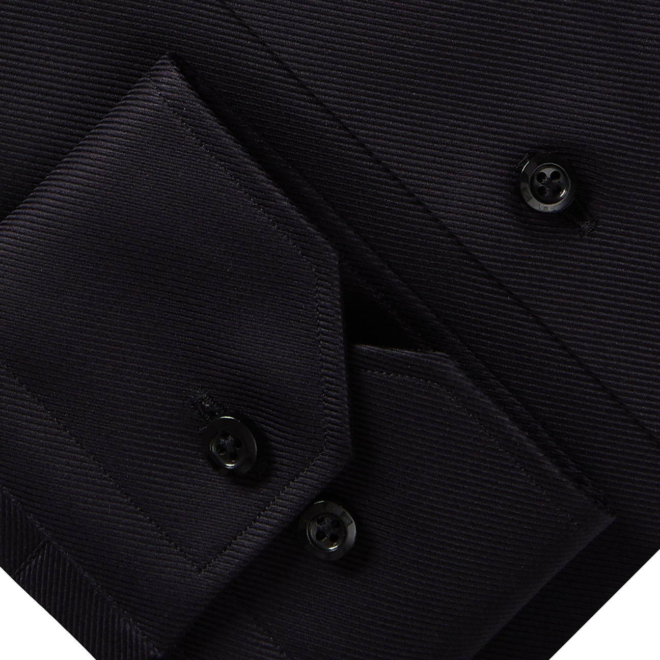 Black Textured Twill Dress Casual Dress Shirt