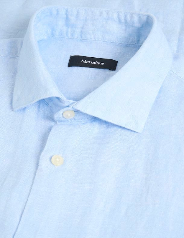 Marc Short Linen Shirt in Chambray Blue