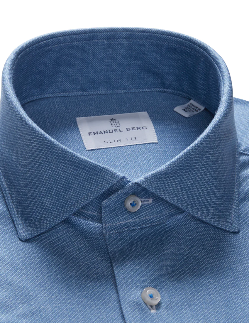 Modern 4Flex Knit Shirt In Medium Blue, Long sleeve shirts, Formal Shirts, Shirts