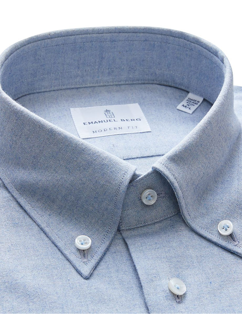 Modern Fit Button Down Collar Shirt in Light Blue