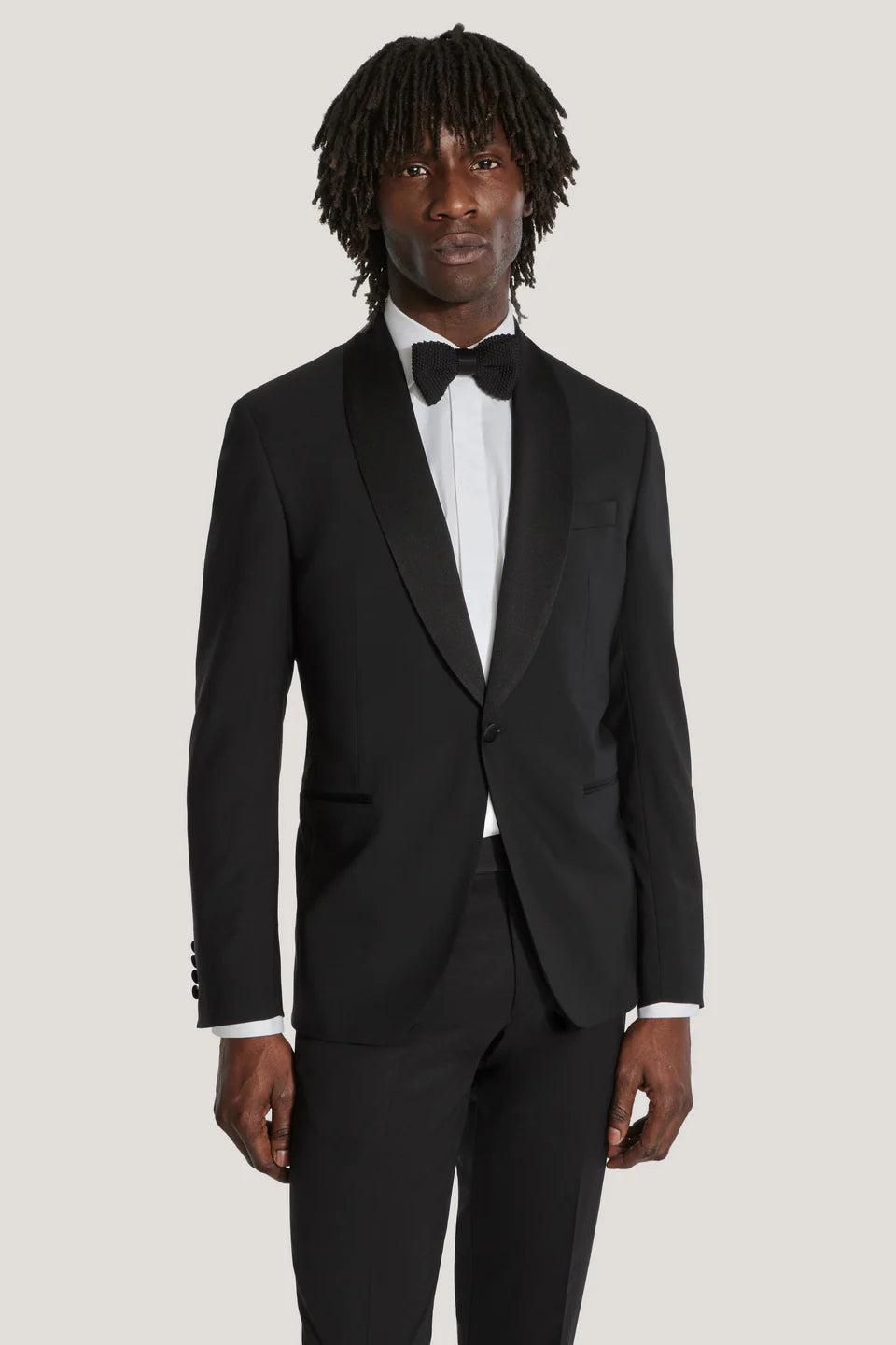 Black Shawl Collar Solid Tuxedo Jacket