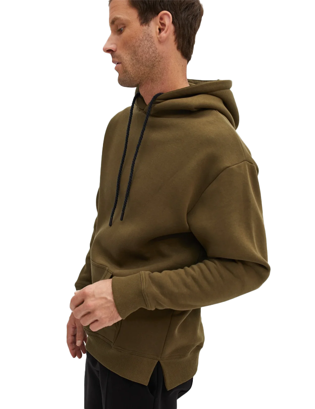 Olive Solid Fleece Hoodie, hoodies for men, charles & Hunt hoodies