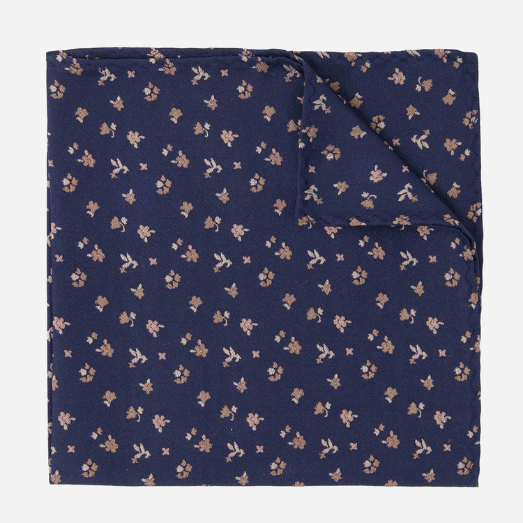 Falling Florals Navy Pocket Square