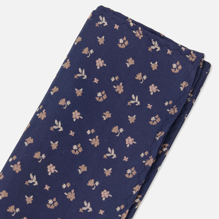 Falling Florals Navy Pocket Square