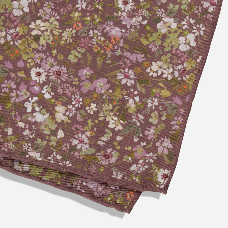 Kelly Ventura x Tie Bar Perennials Floral Vintage Mauve Pocket Square