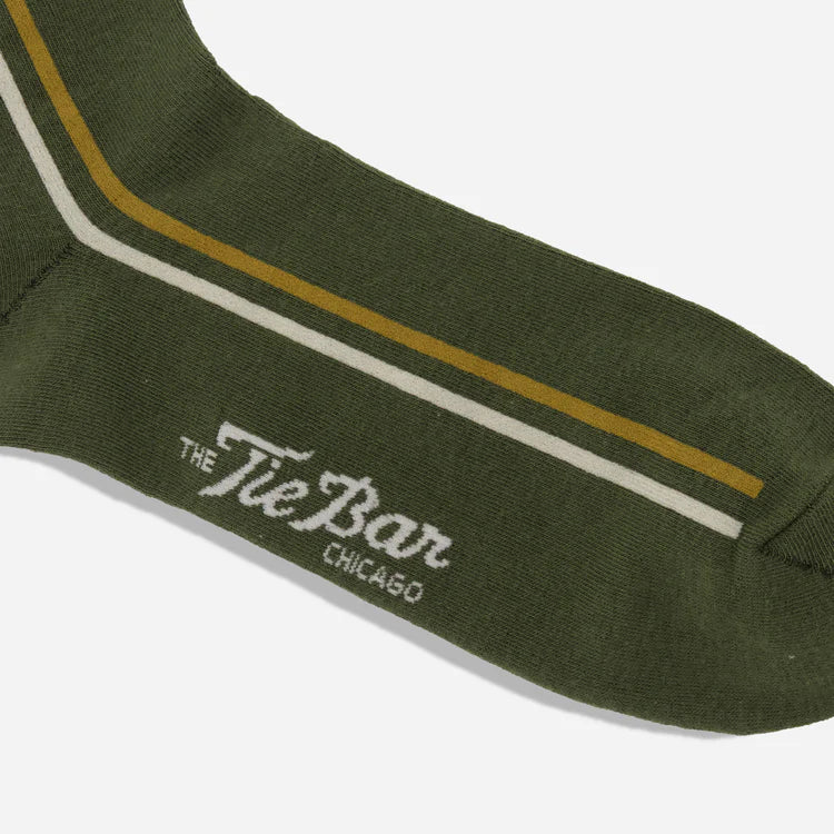 Halsted Stripe Olive Dress Socks
