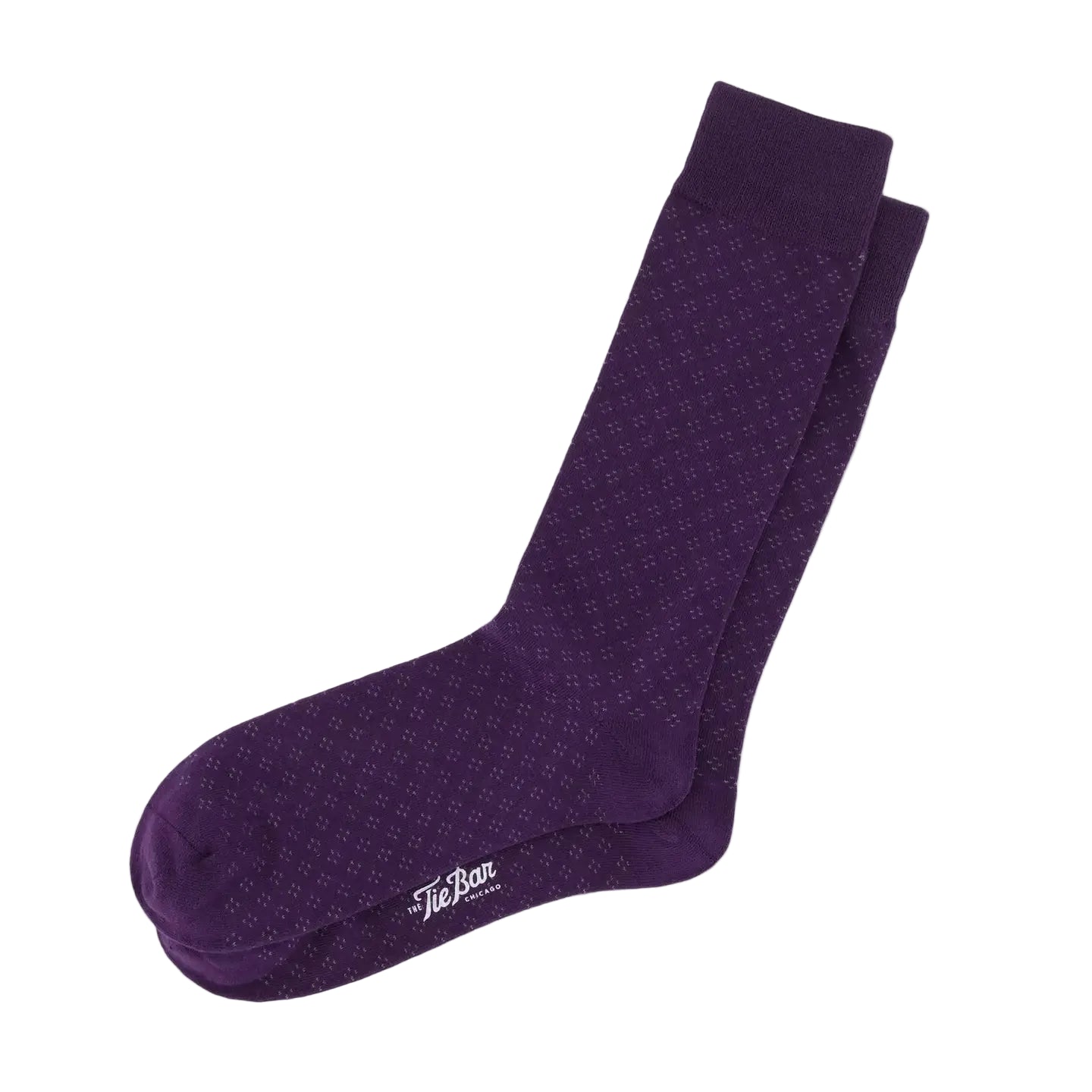 Purple sock with 'The Tie Bar' logo on a white background