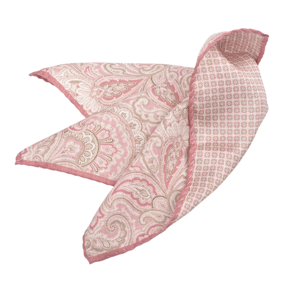 Pink Floral Medallion Reversible Pocket Square