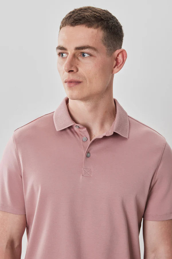 Georgia SS Textured Polo in Powder Coral
