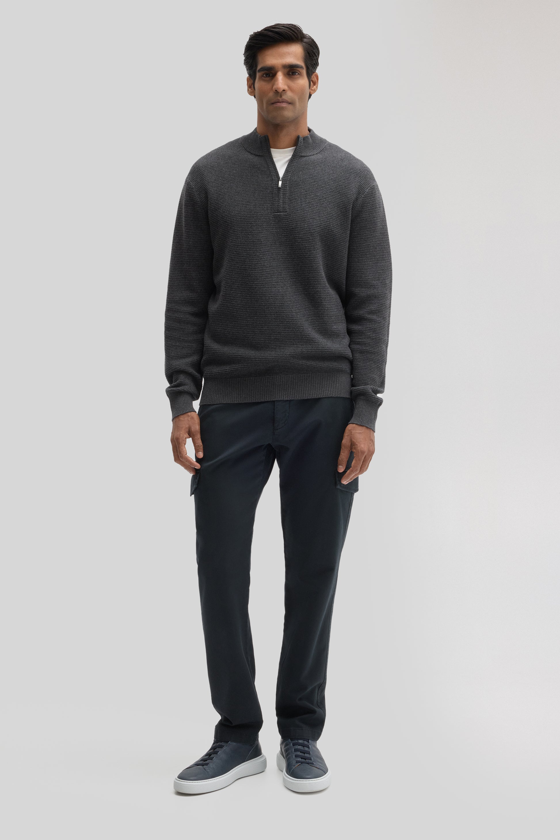 Gonzalo Quarter Zip Sweater in Graphite