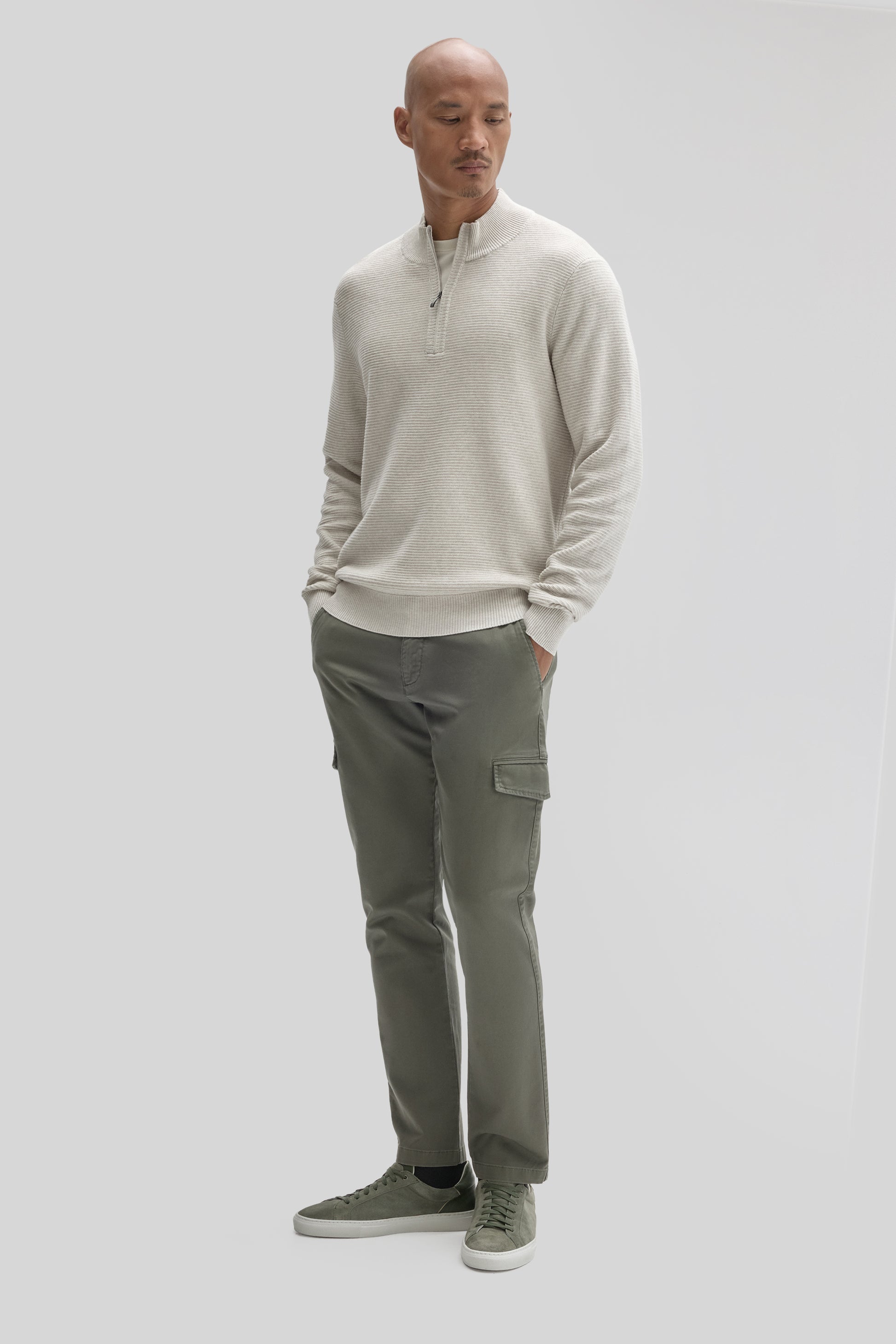 Gonzalo Quarter Zip Sweater in Moonstone