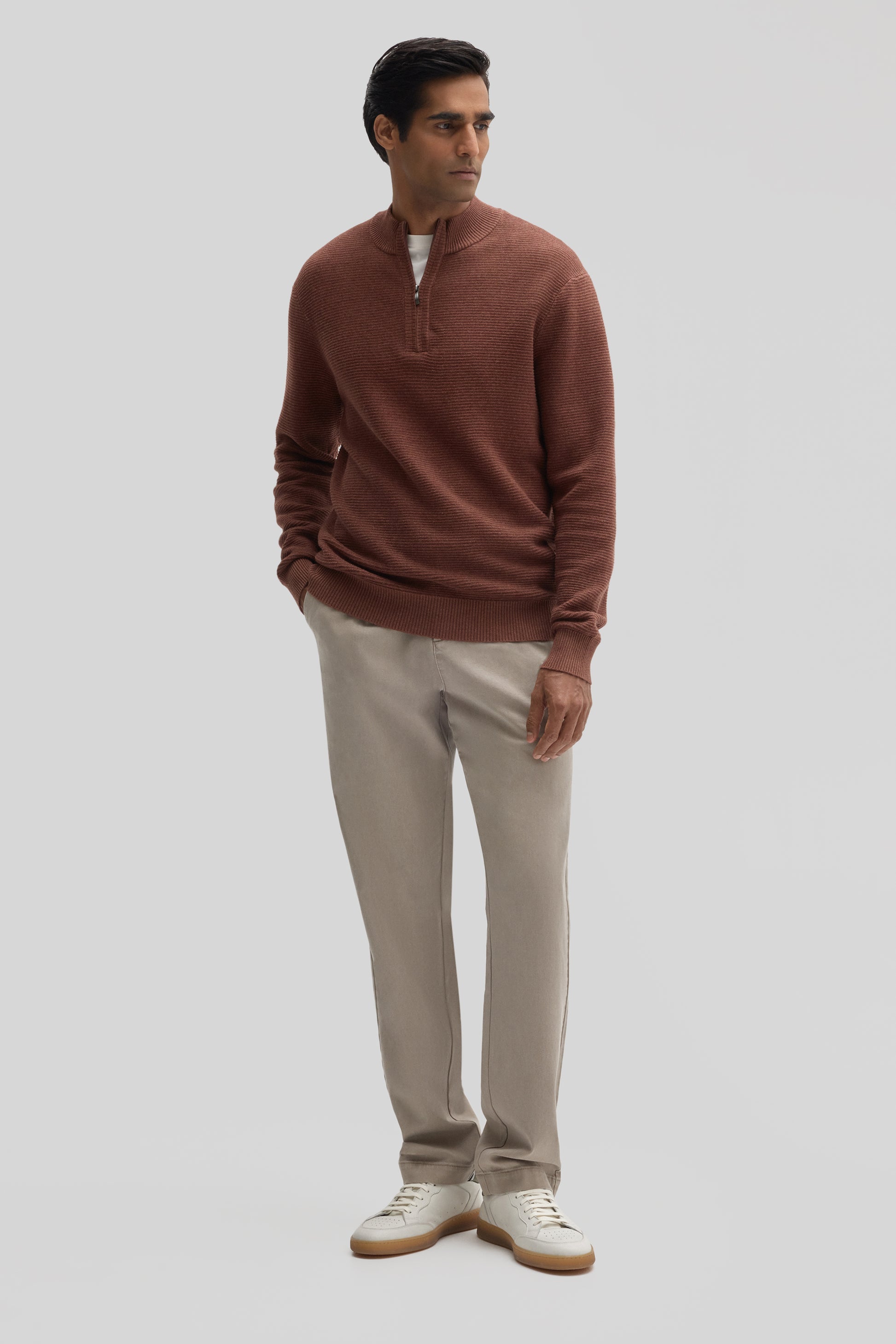 Gonzalo Quarter Zip Sweater in Rusty Brown