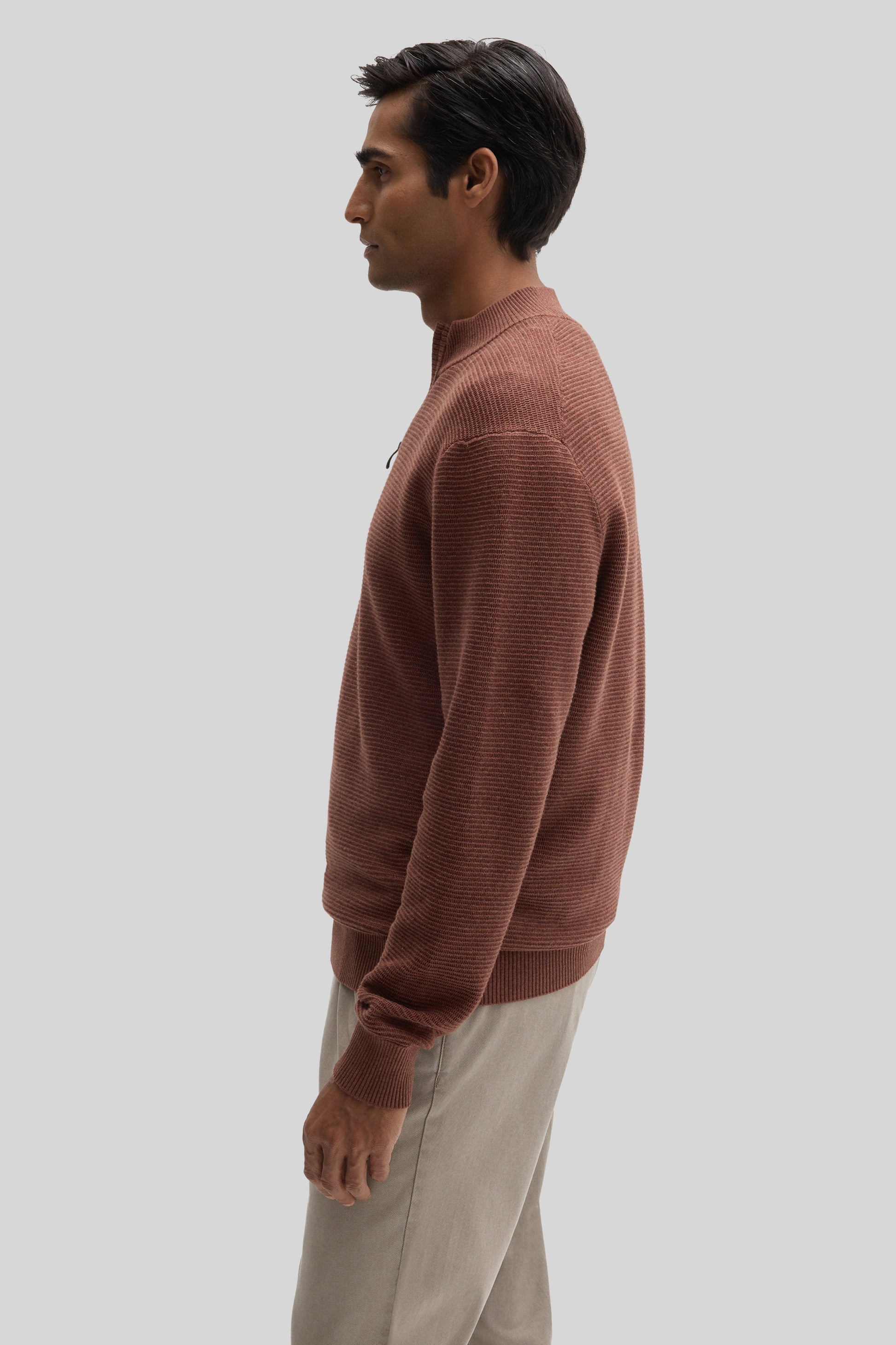 Gonzalo Quarter Zip Sweater in Rusty Brown